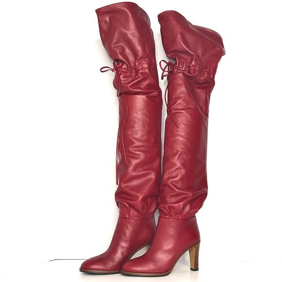 NIB Gucci Slouch Over the Knee Red Leather Boots 36.5 - Picture 2 of 10